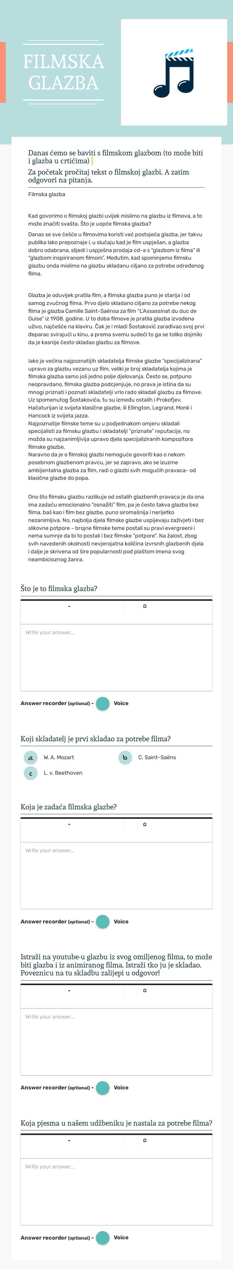 FILMSKA GLAZBA worksheet preview image