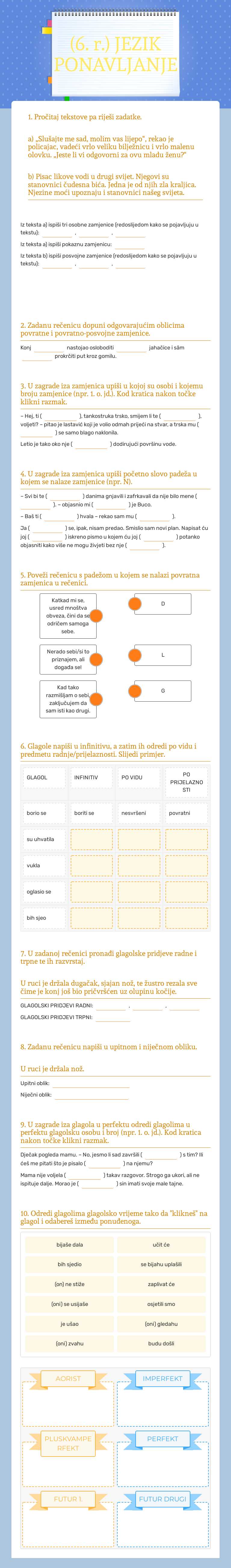 (6. r.) JEZIK PONAVLJANJE worksheet preview image