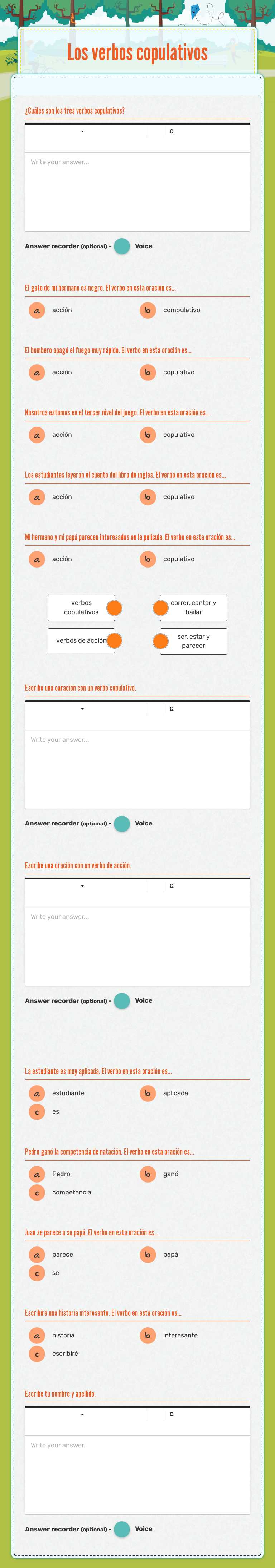 Los verbos copulativos worksheet preview image