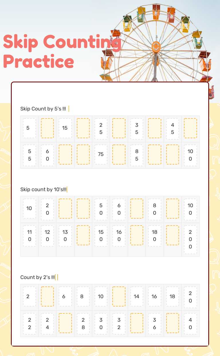 Skip Counting Practice worksheet preview image