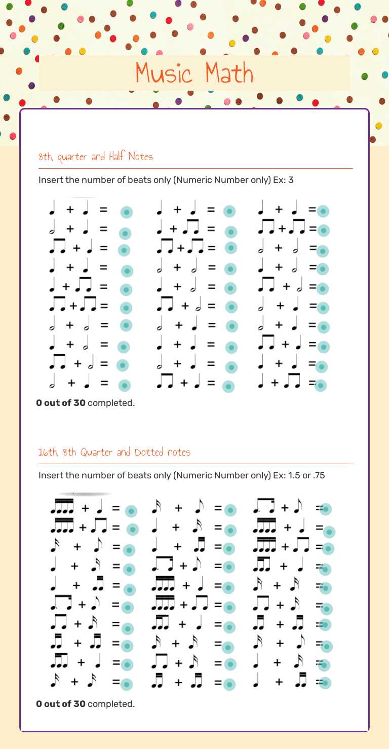 Music Math Preschool worksheet preview