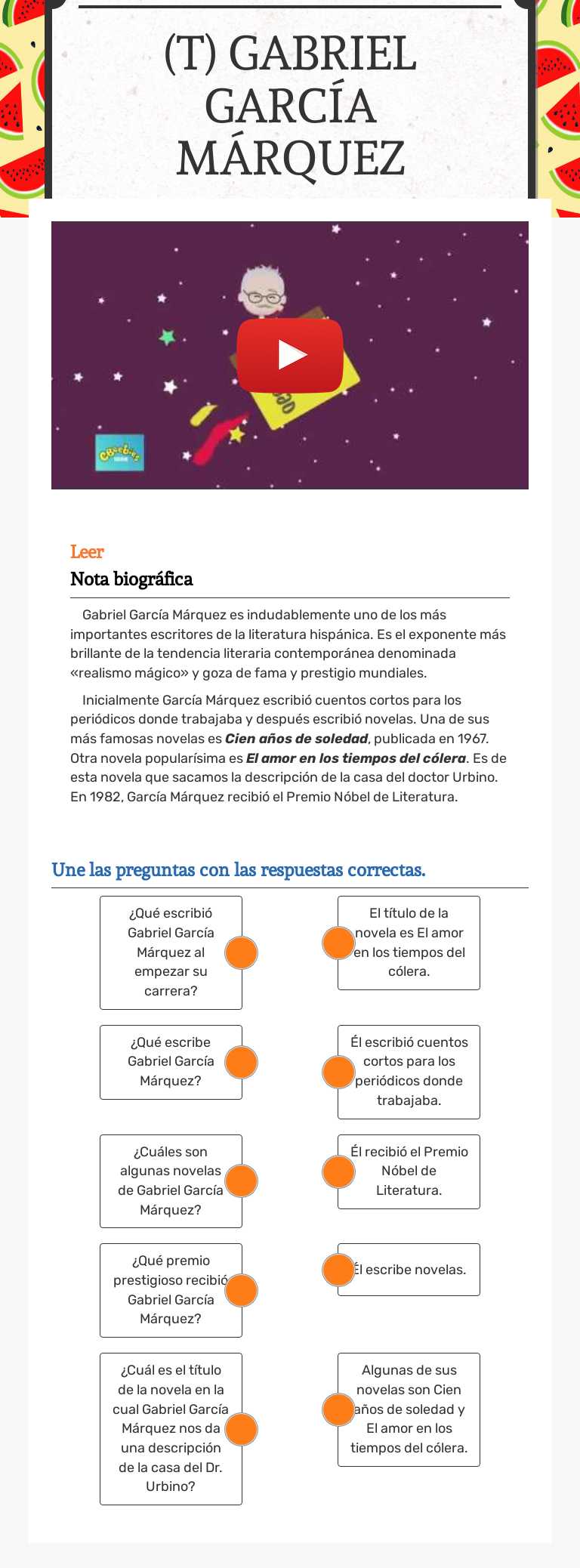 (T)
GABRIEL GARCÍA MÁRQUEZ worksheet preview image