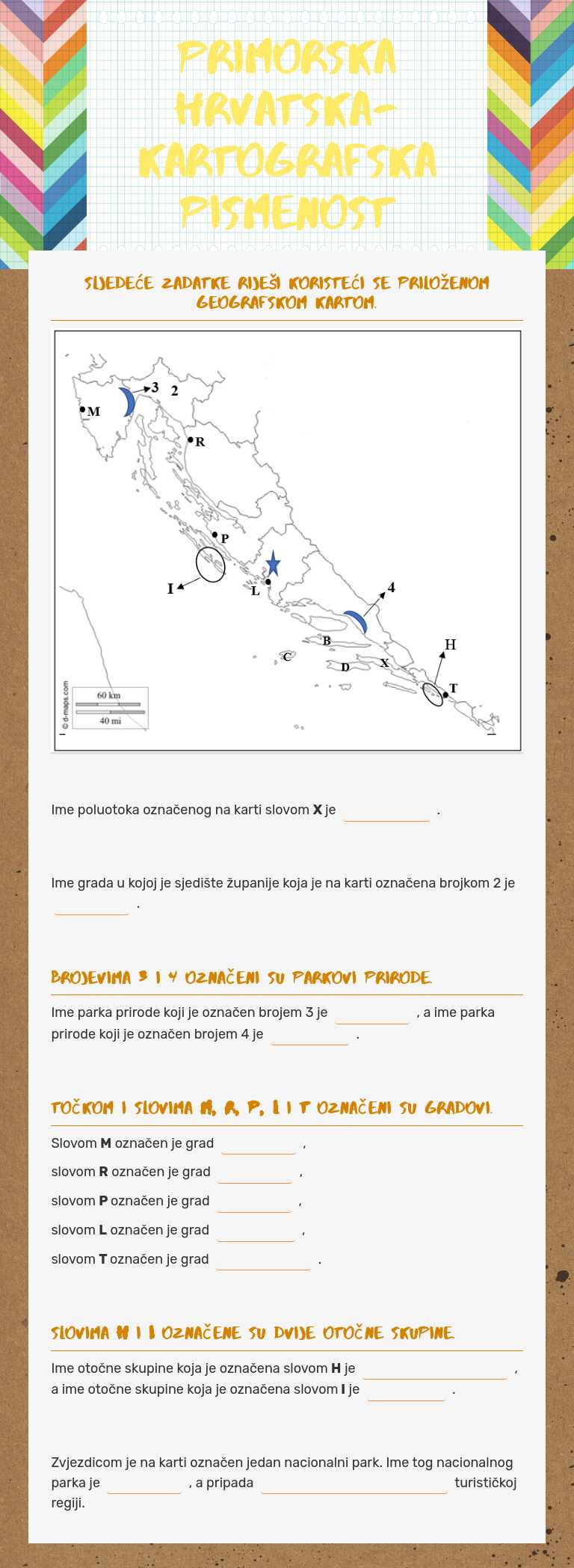 Primorska hrvatska-kartografska pismenost Grade 8 worksheet preview