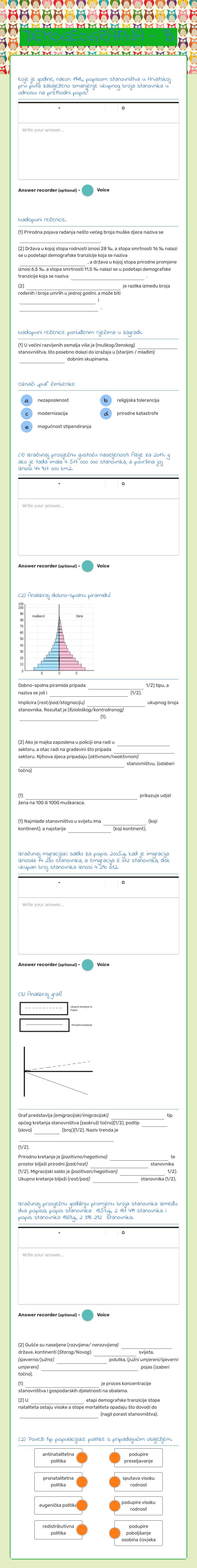 DEMOGEOGRAFIJA - B Grade 10 worksheet preview