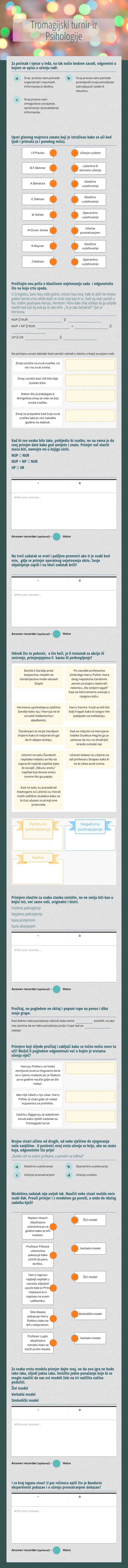 Tromagijski turnir iz Psihologije Grade 11 worksheet preview