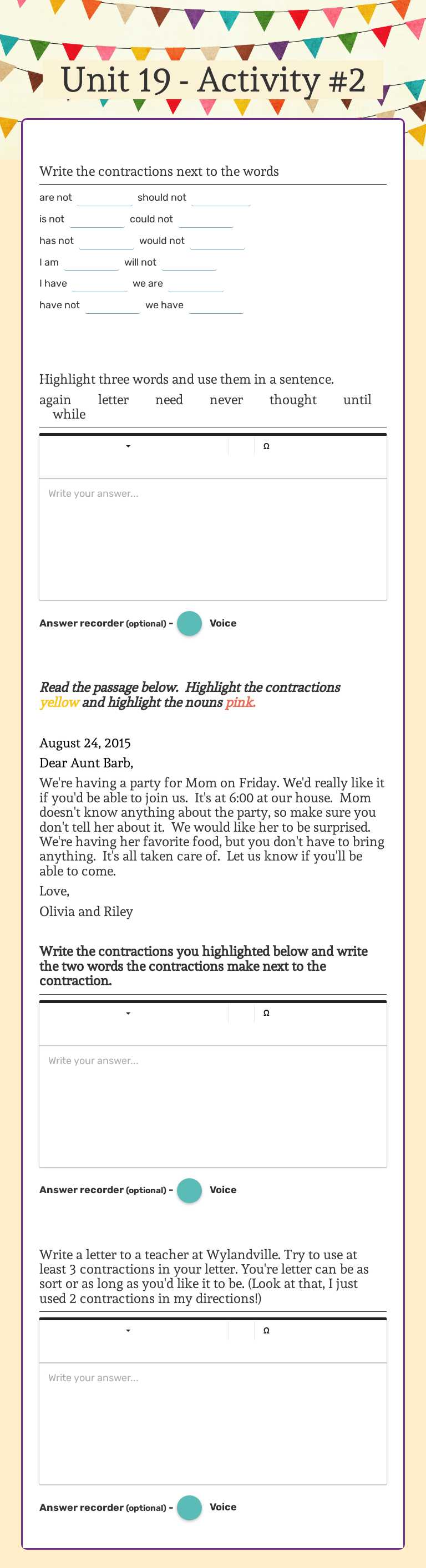 Unit 19 - Activity #2 Grade 2 worksheet preview