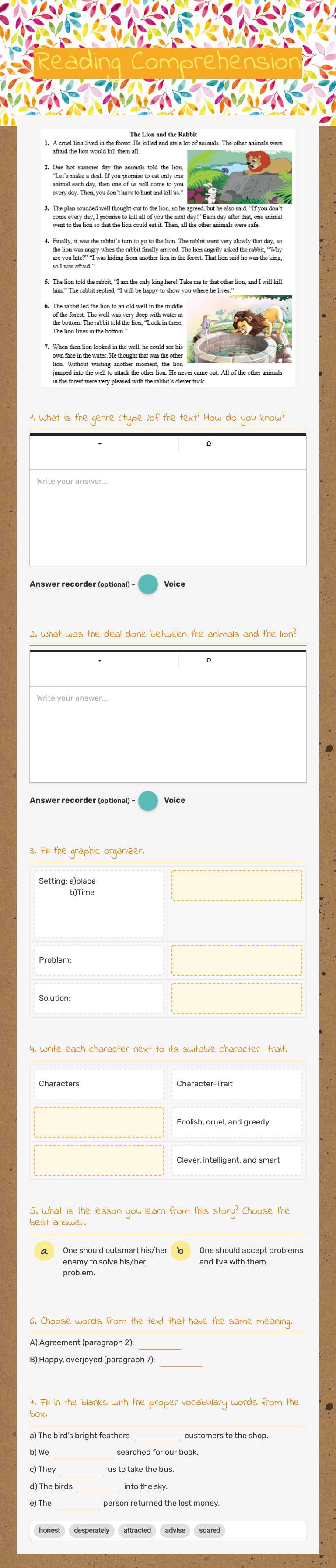 Reading Comprehension worksheet preview image