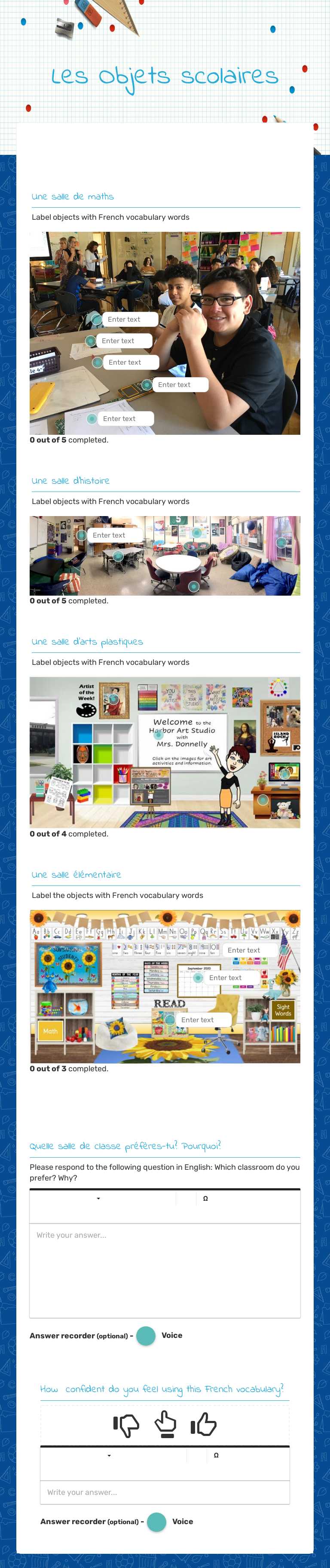 Les Objets scolaires worksheet preview image