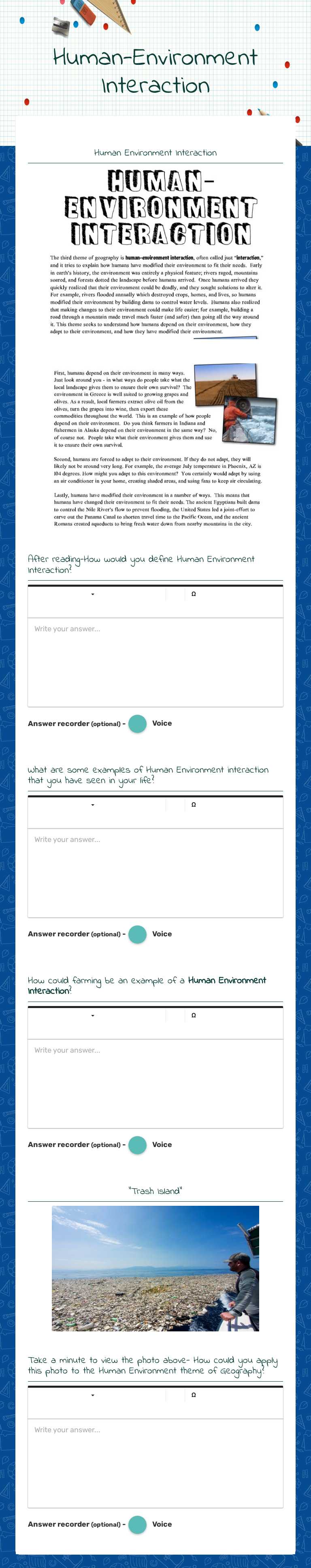 Human-Environment Interaction worksheet preview image