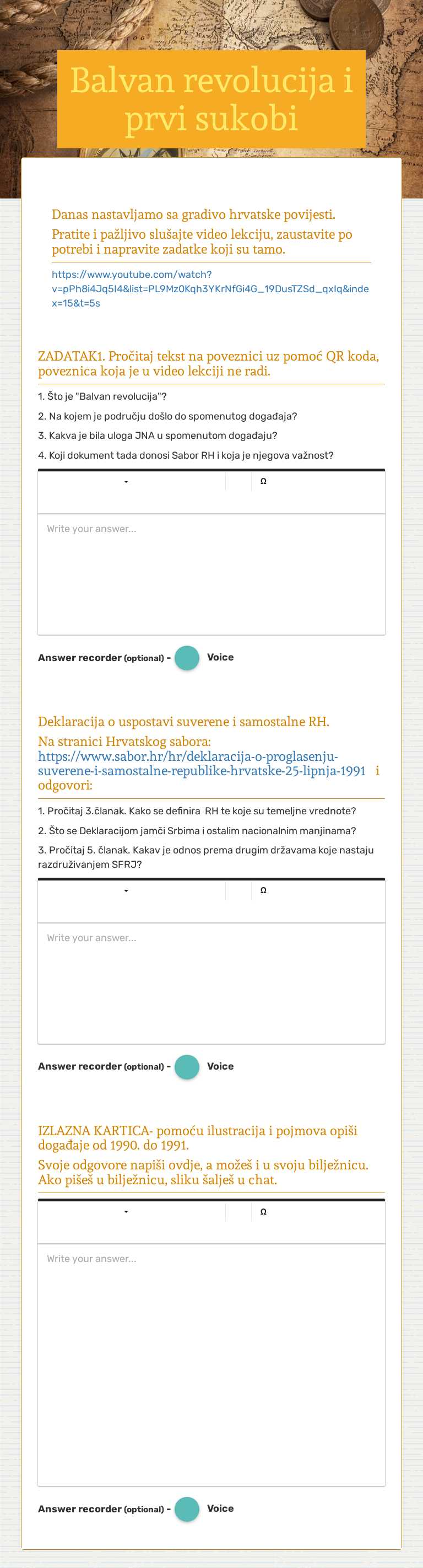 Balvan revolucija i prvi sukobi worksheet preview image