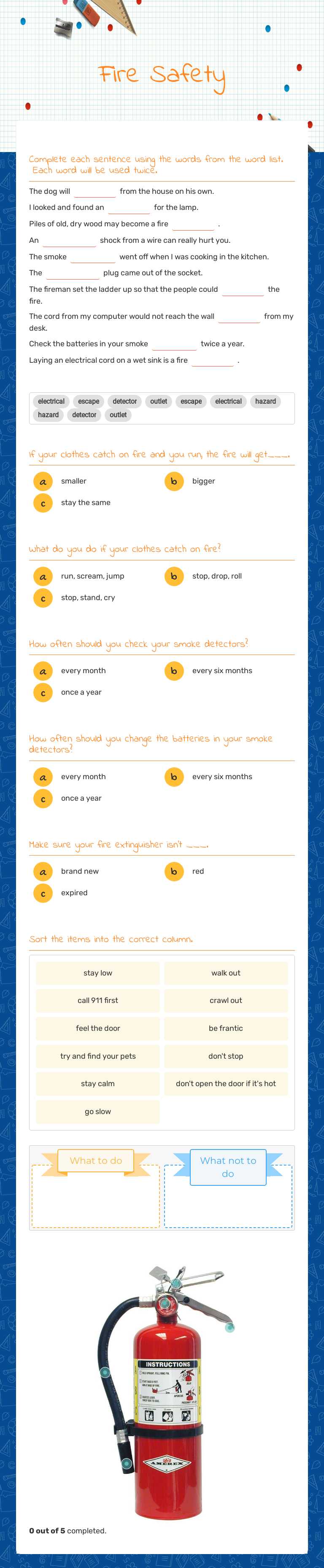 Fire Safety worksheet preview image