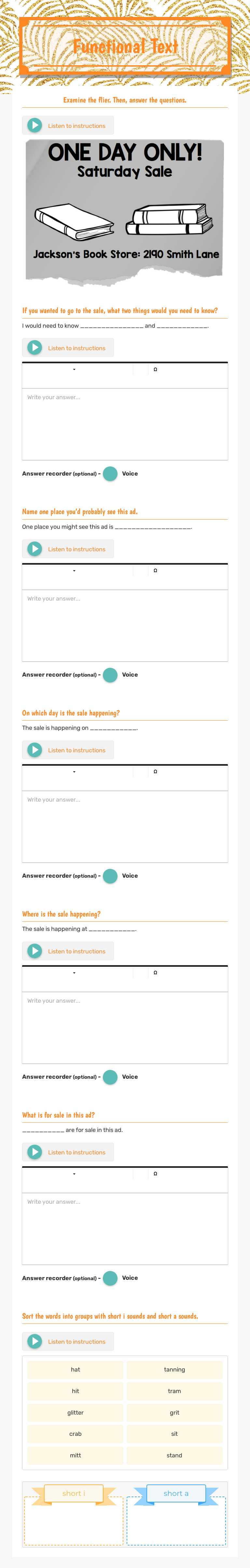 Functional Text worksheet preview image