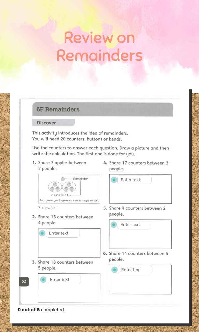 Review on Remainders worksheet preview image