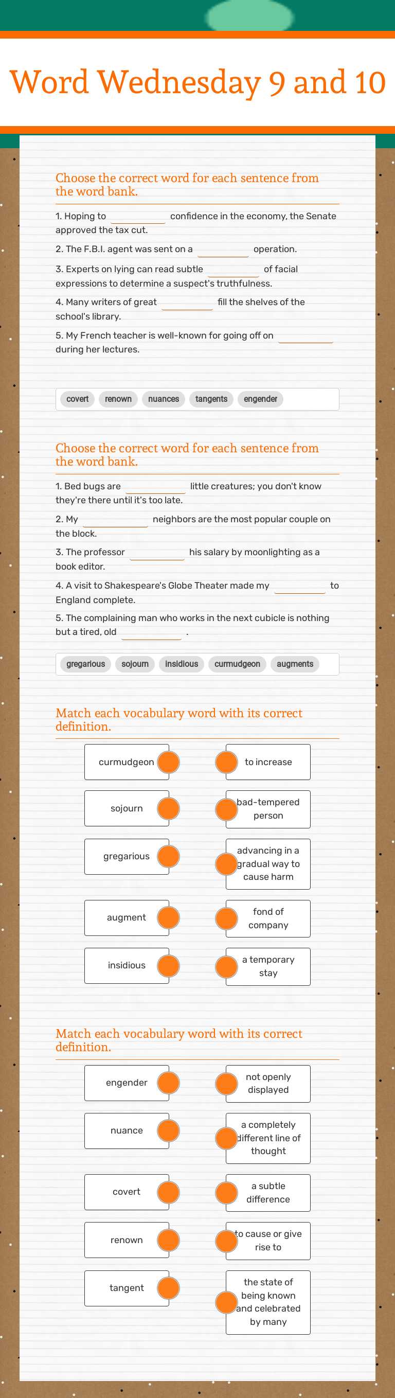 Word Wednesday
9 and 10 worksheet preview image