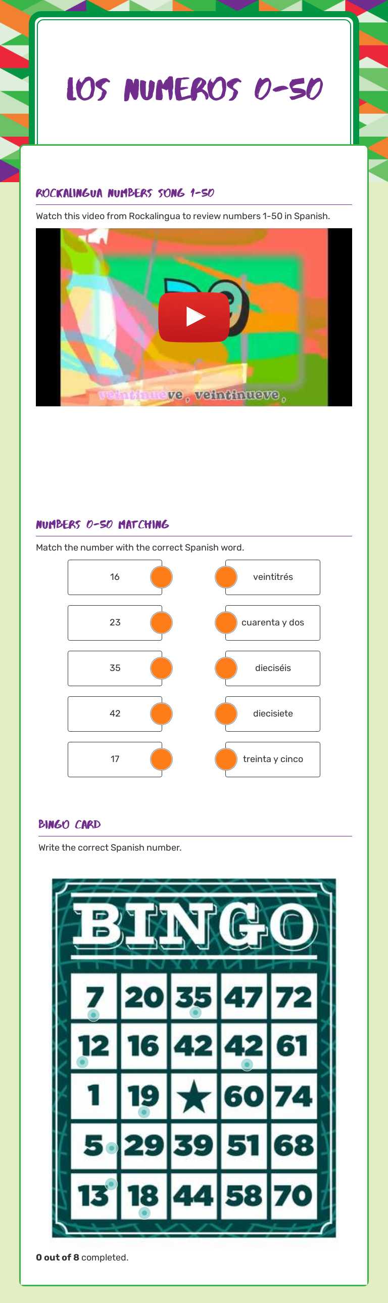 Los Numeros
0-50 worksheet preview image