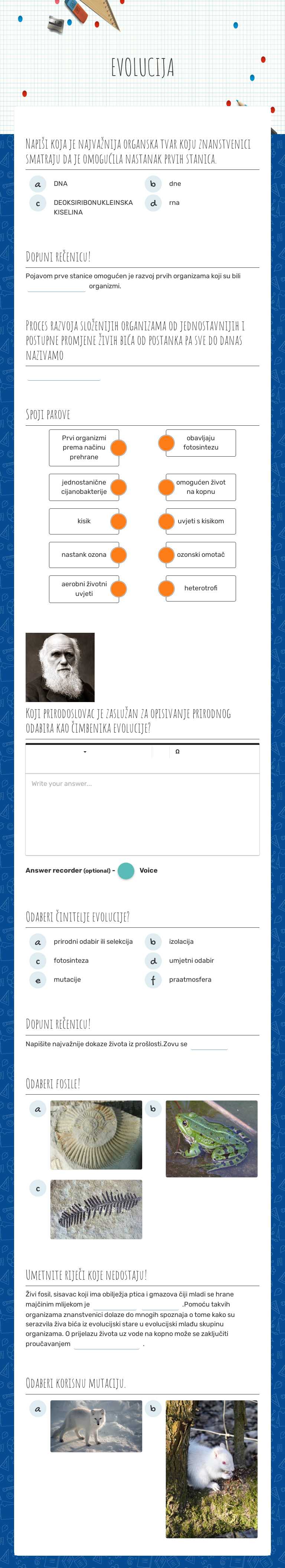 EVOLUCIJA worksheet preview image