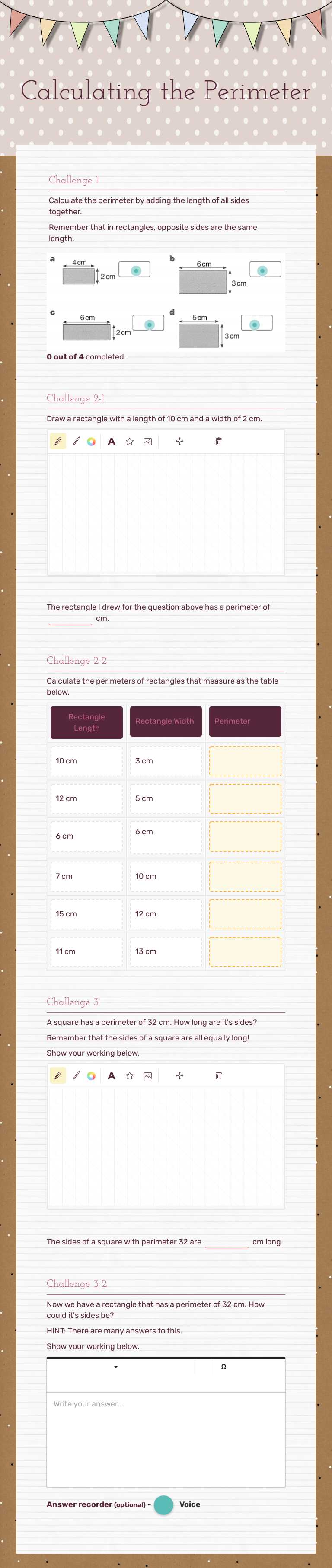 Calculating the Perimeter Grade 4 worksheet preview