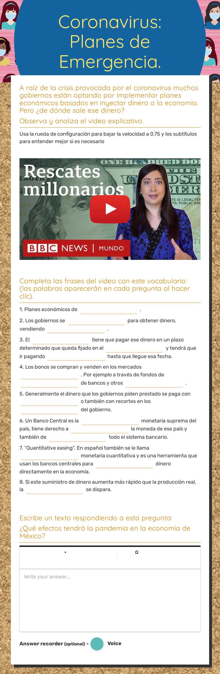 Coronavirus: Planes de Emergencia. worksheet preview image