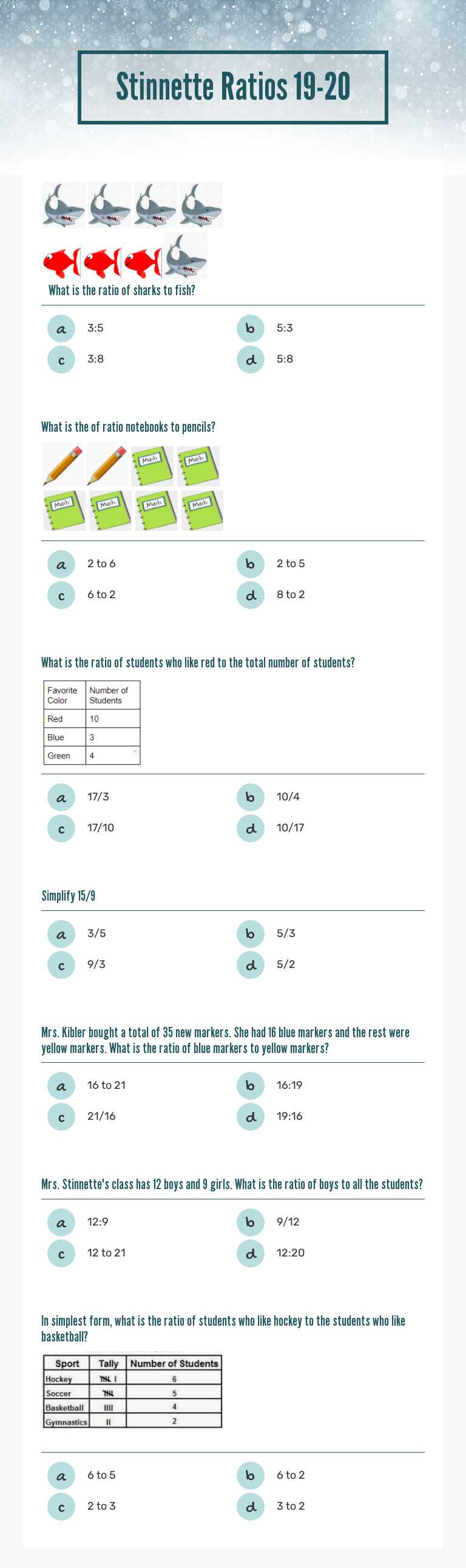 Stinnette Ratios 19-20 worksheet preview image