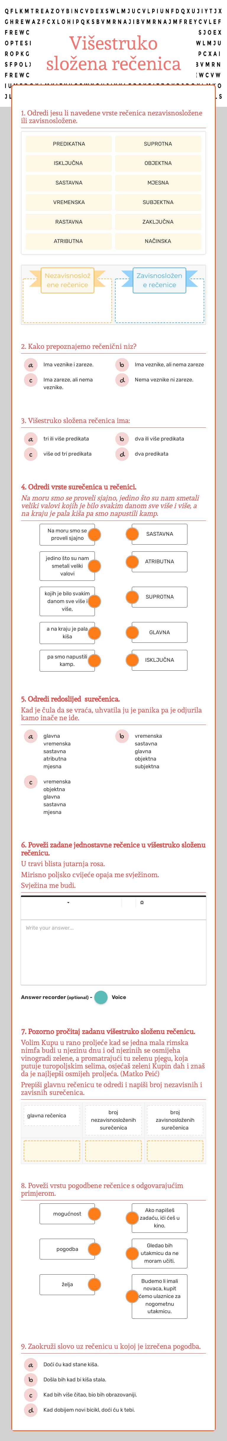 Višestruko složena rečenica worksheet preview image
