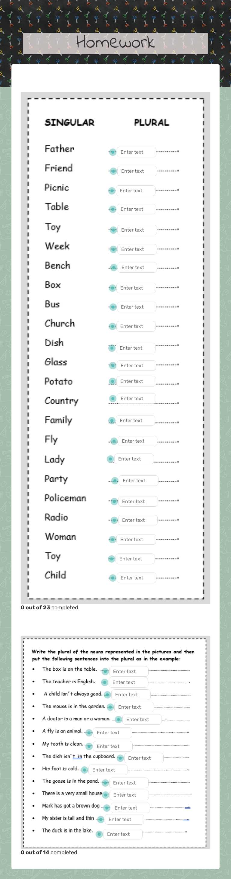 Homework worksheet preview image
