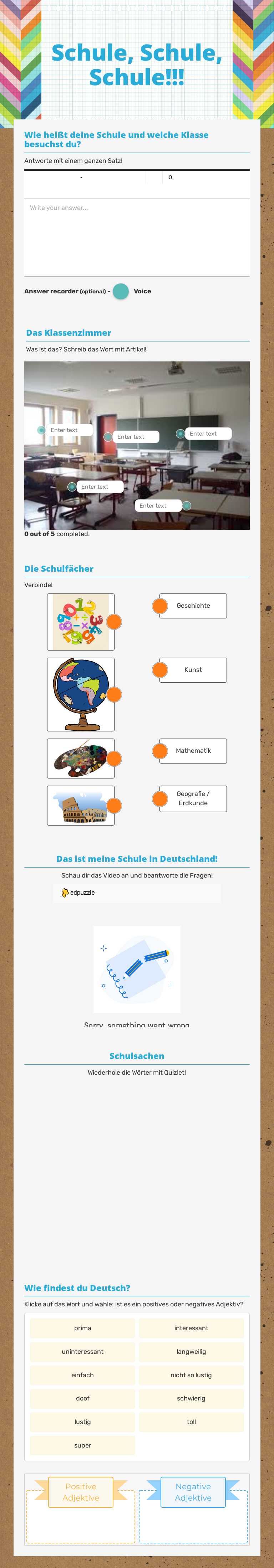 Schule, Schule, Schule!!! worksheet preview image