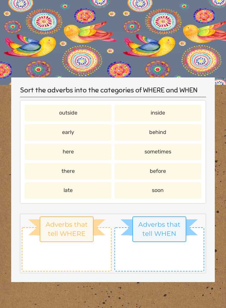 Adverbs- Where and When Grade 4 worksheet preview