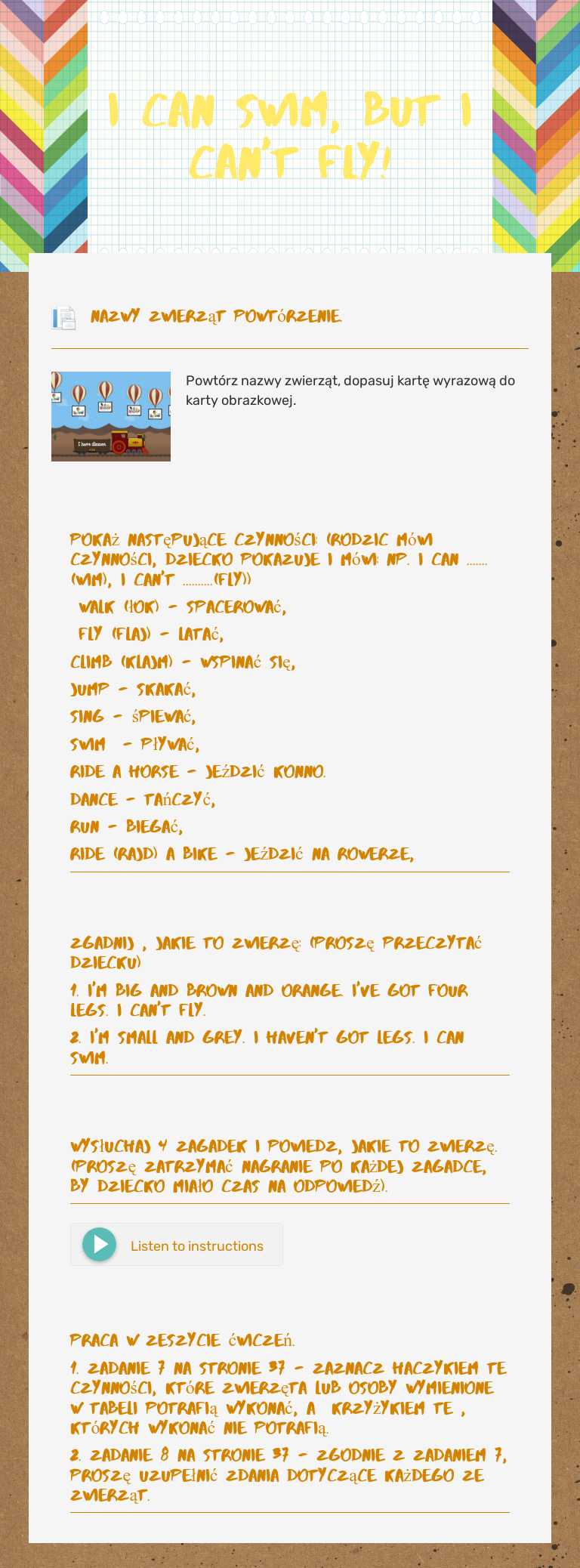 I can swim, but i can't fly! worksheet preview image