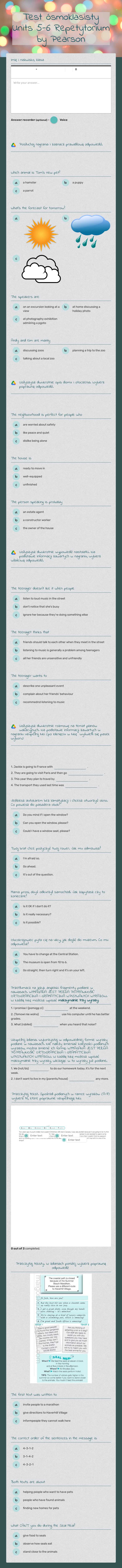 Test ósmoklasisty Units 5-6 Repetytorium by Pearson worksheet preview image