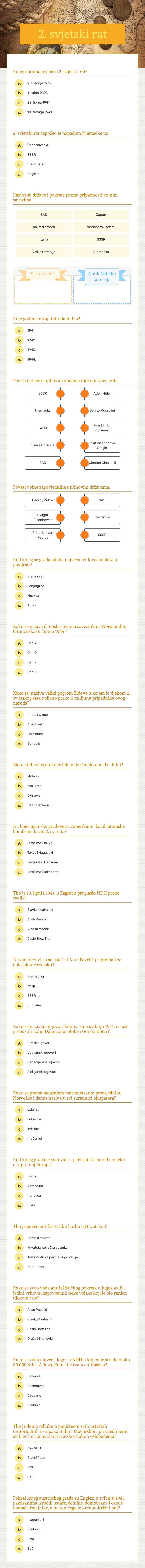 2. svjetski rat worksheet preview image