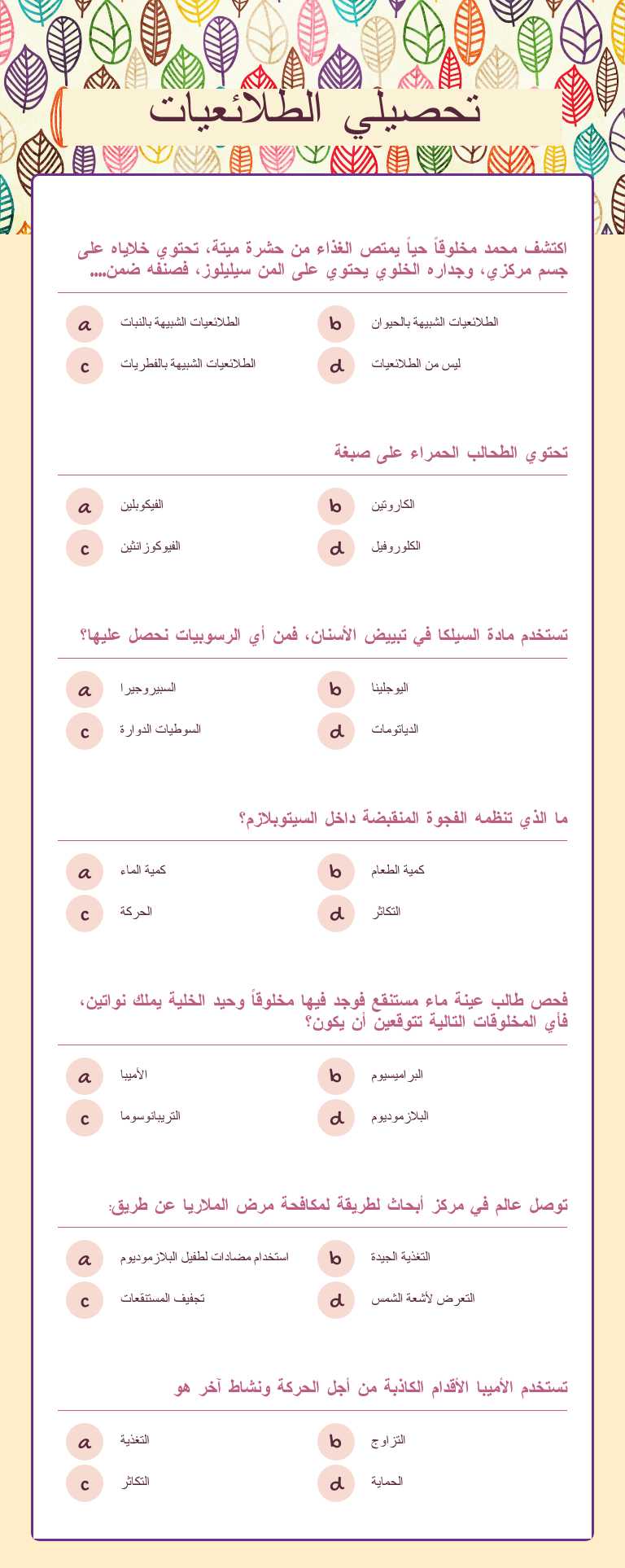 تحصيلي الطلائعيات worksheet preview image