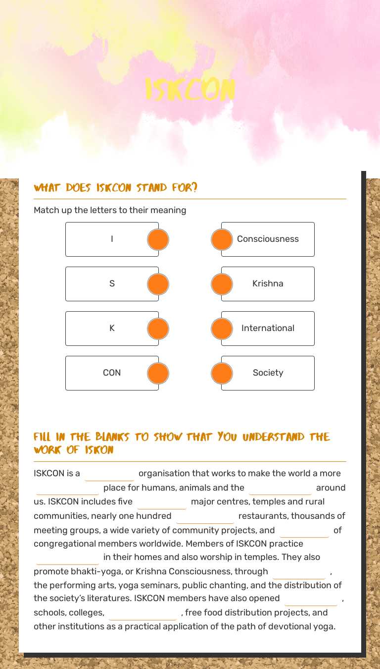 ISKCON worksheet preview image
