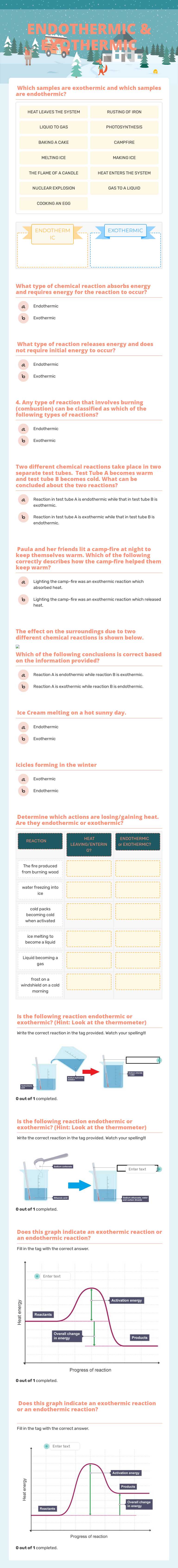 ENDOTHERMIC & EXOTHERMIC worksheet preview image