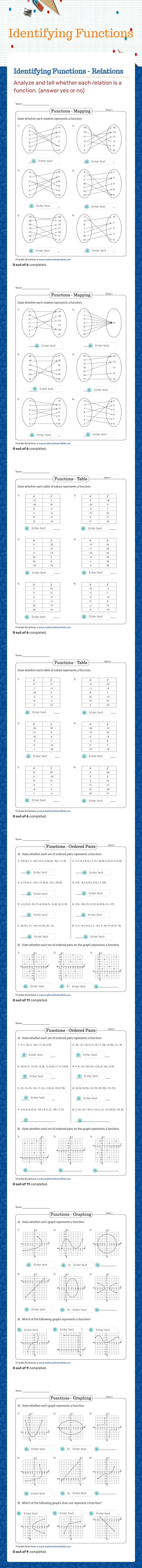 Identifying Functions worksheet preview image