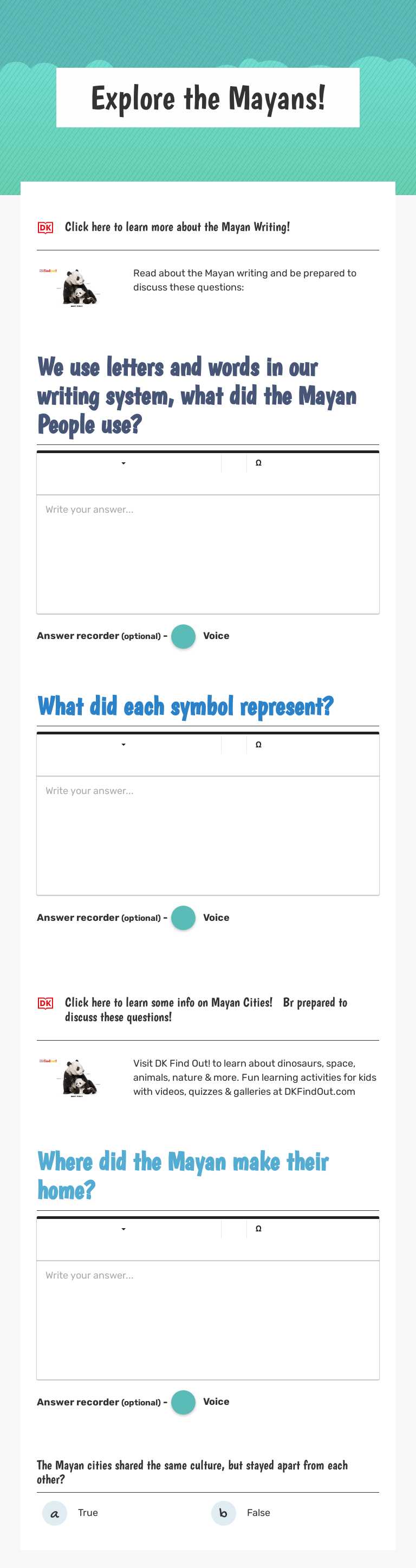 Explore the Mayans! worksheet preview image