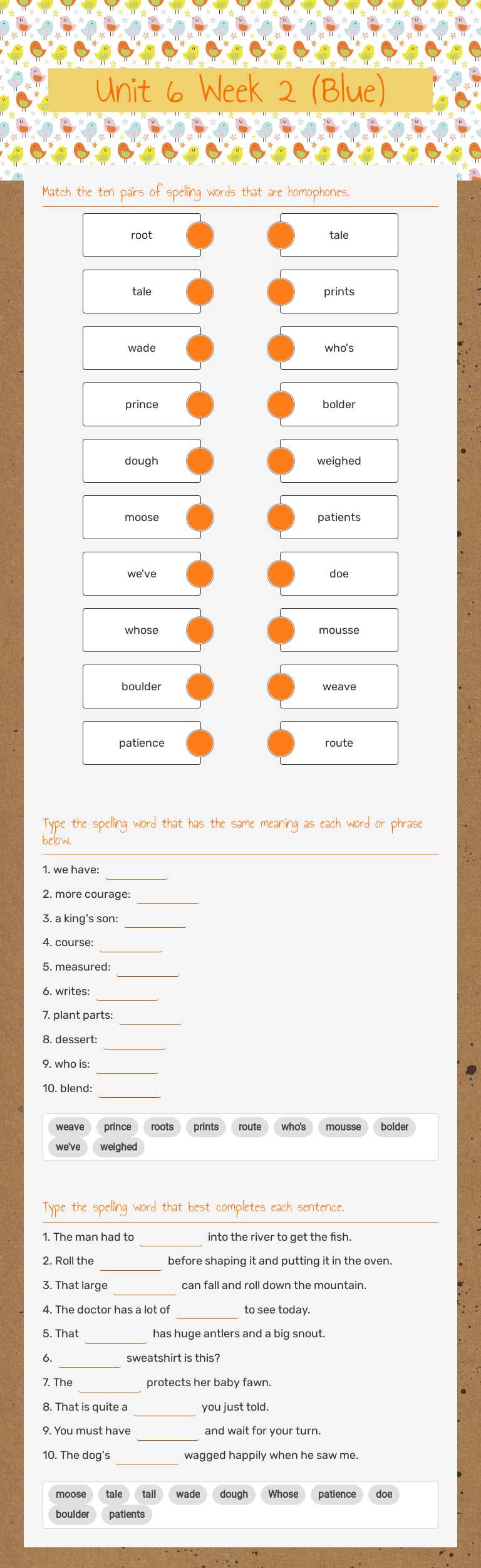 Unit 6 Week 2 (Blue) worksheet preview image