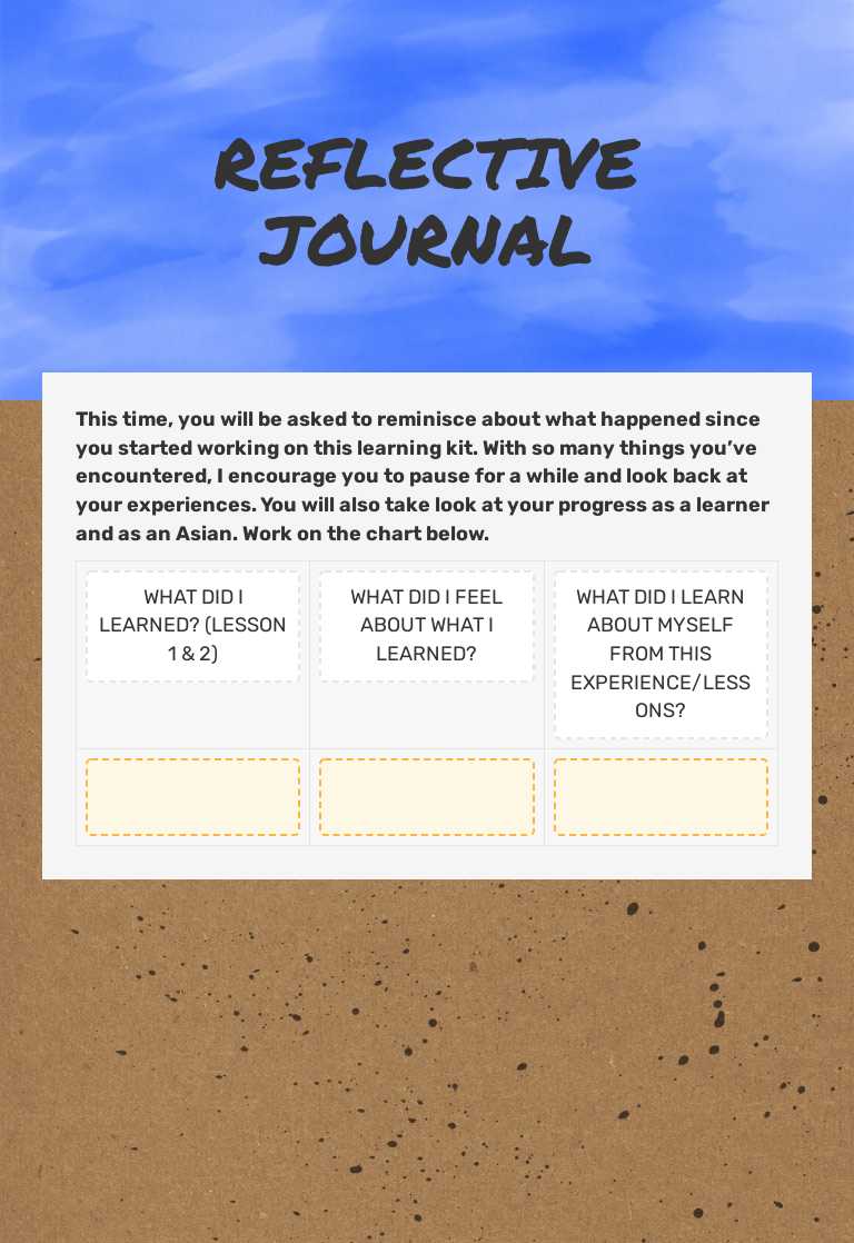 REFLECTIVE JOURNAL worksheet preview image