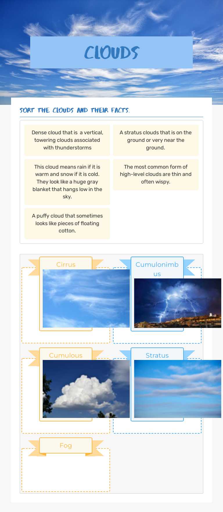 Clouds worksheet preview