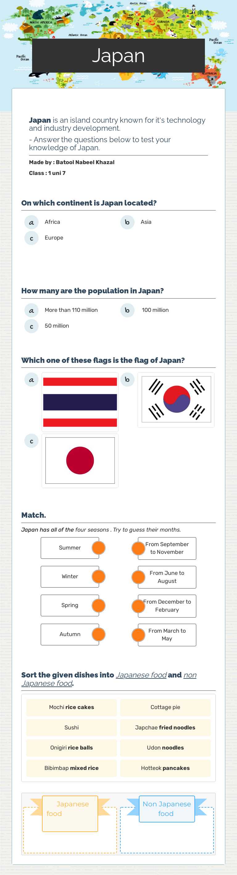 Japan worksheet preview image