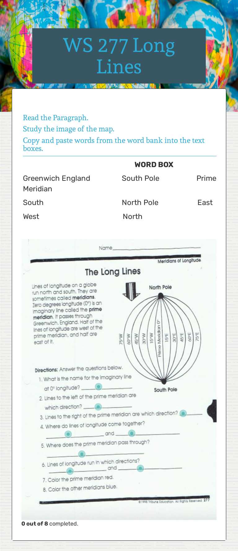WS 277 Long Lines worksheet preview image