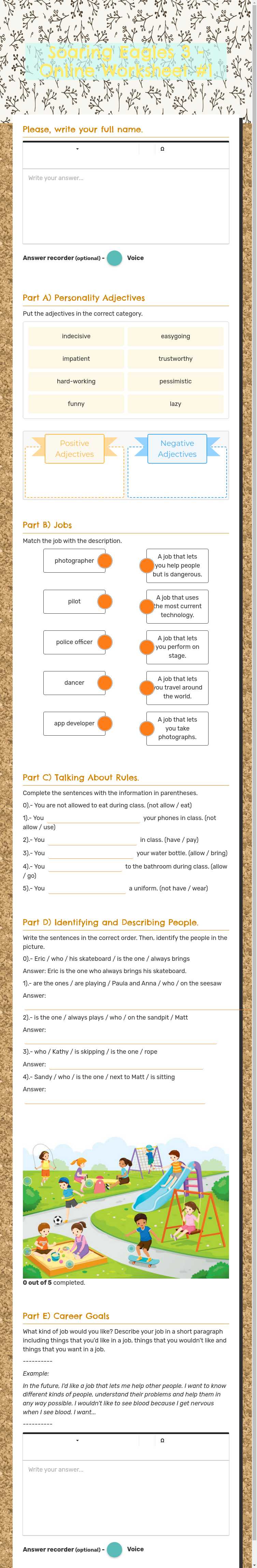 Soaring Eagles 3 - Online Worksheet #1 worksheet preview image