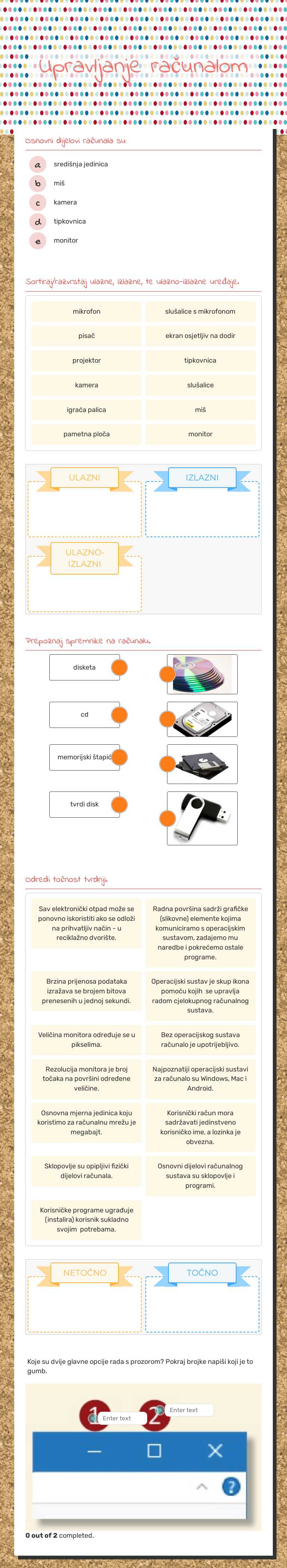 Upravljanje računalom worksheet preview image