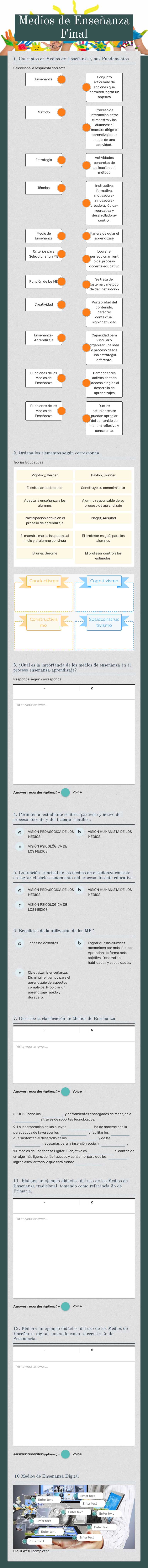 Medios de Enseñanza          Final Grade 7 worksheet preview