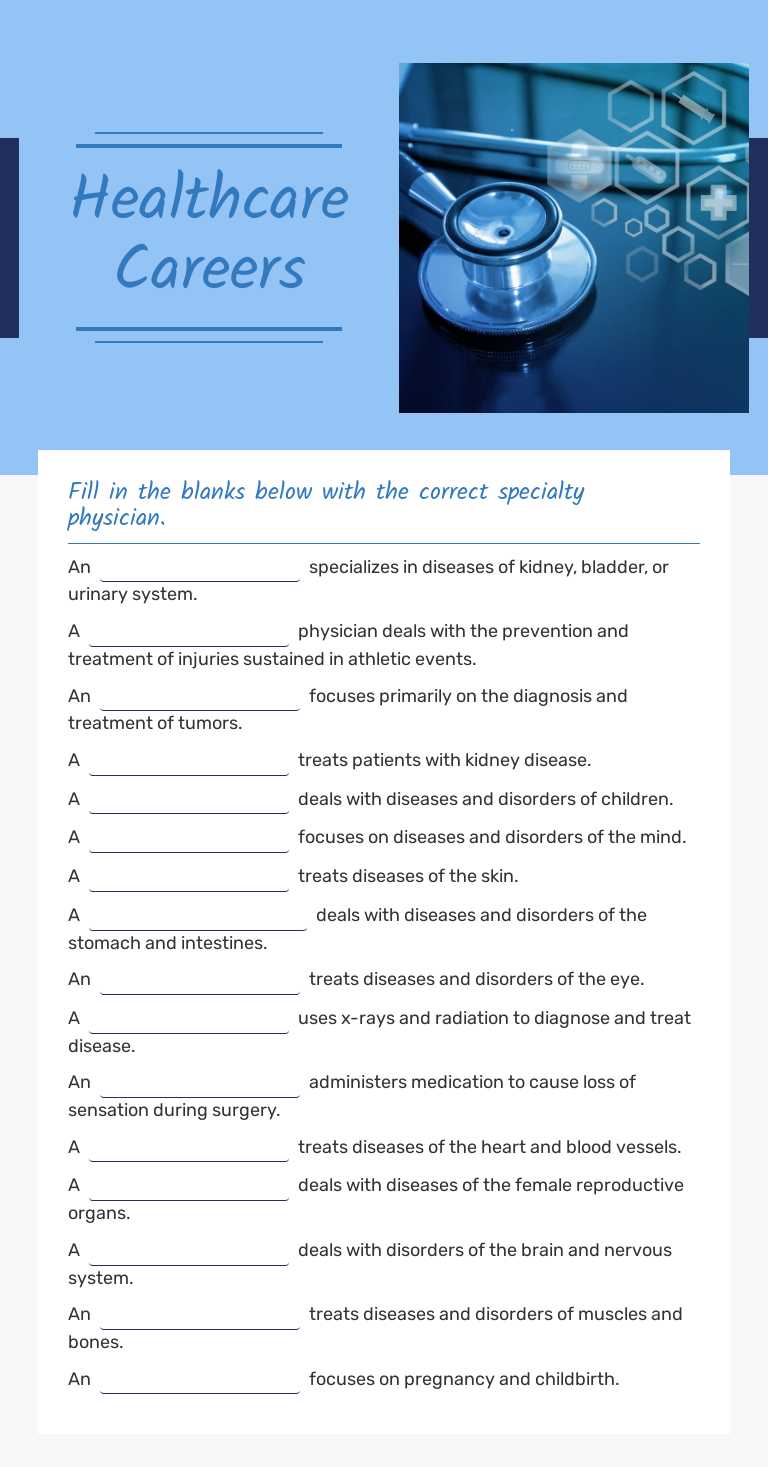 Healthcare Careers worksheet preview image