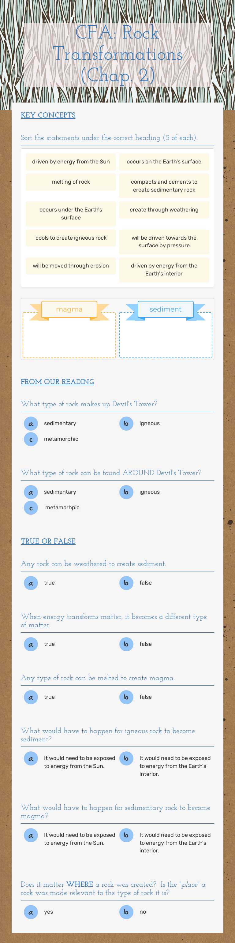 CFA: Rock 
    Transformations     (Chap. 2) worksheet preview image
