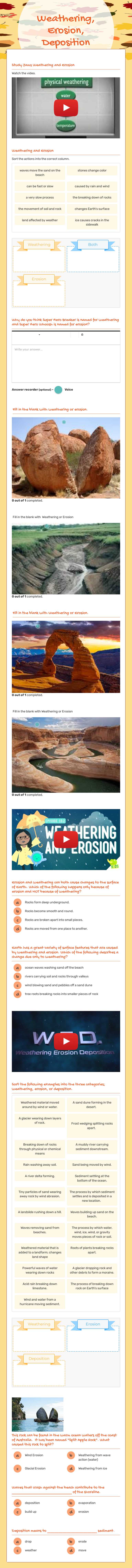 Weathering, Erosion, Deposition Grade 7 worksheet preview