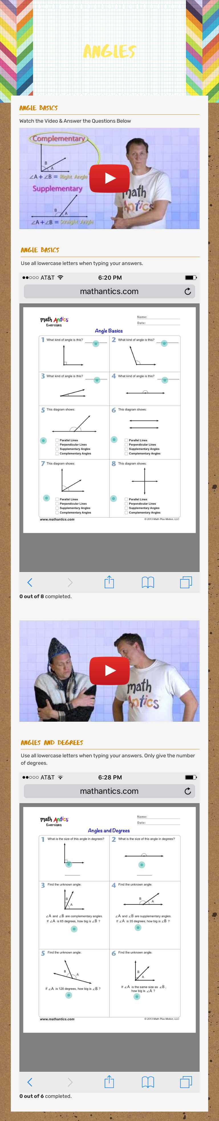 Angles worksheet preview image