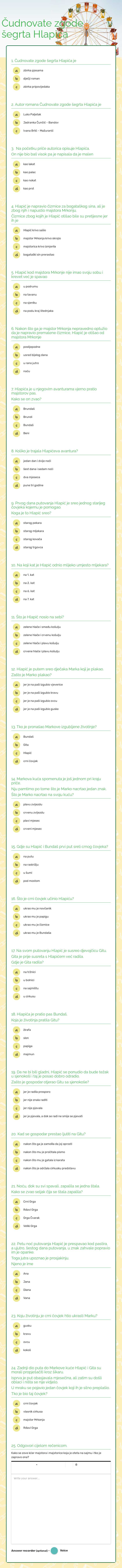 Čudnovate zgode šegrta Hlapića worksheet preview image