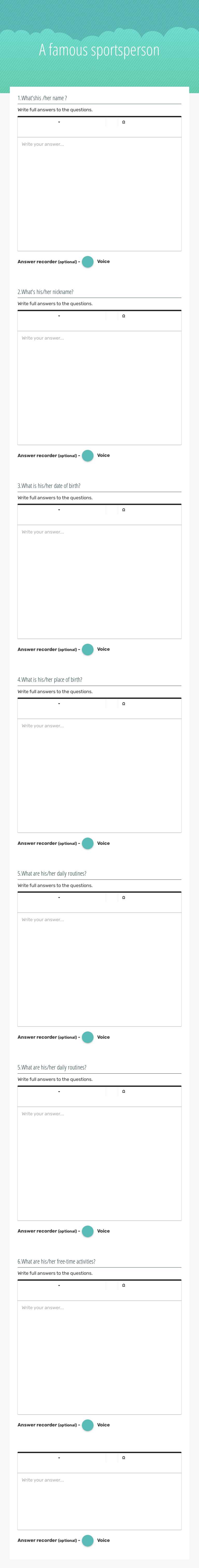 A famous sportsperson worksheet preview image