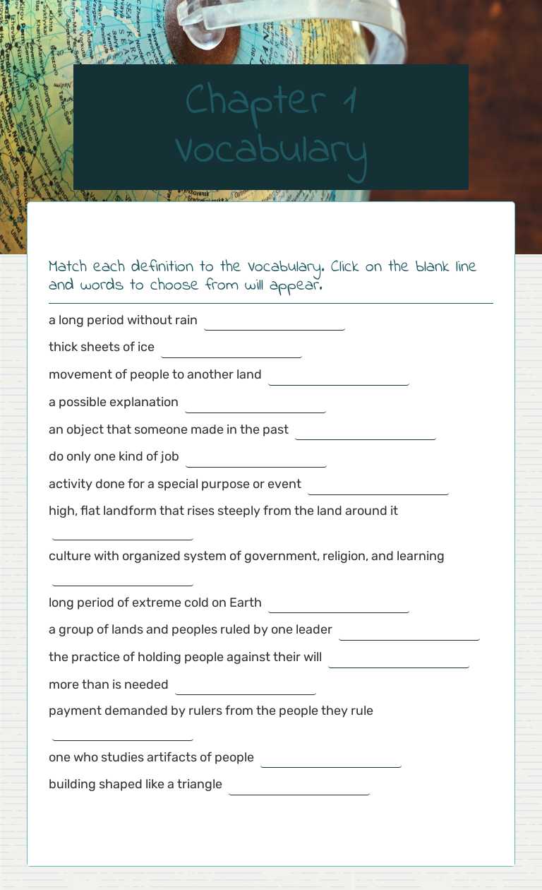 Chapter 1 Vocabulary worksheet preview image